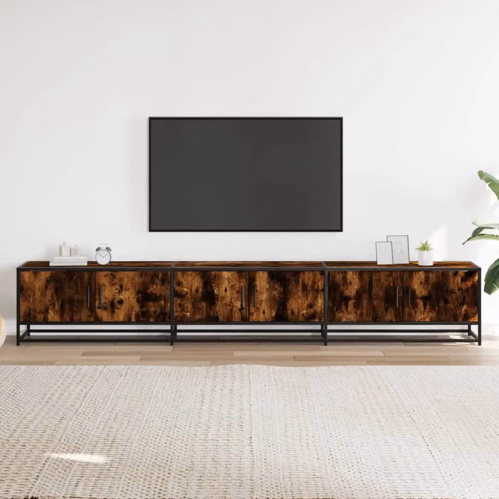 Berkfield Home Industrial TV Cabinet in Smoked Oak and Brown, W: 240 cm, D: 41 cm, H: 41 cm – 3