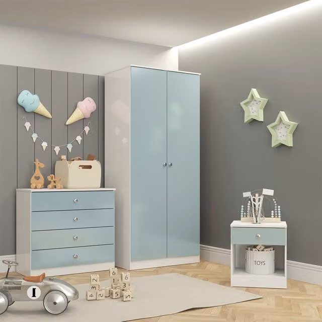 Seconique Denver Trio Set in White and Blue Gloss