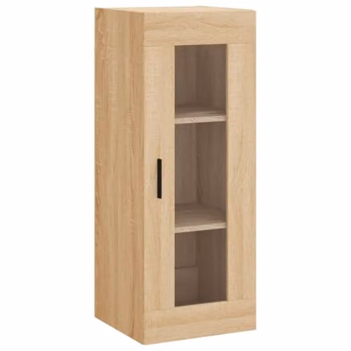 vidaXL Wall Mounted Cabinet in Brown with Glass Doors, W/D/H: 34.5 x 34.0 x 90.0 cm