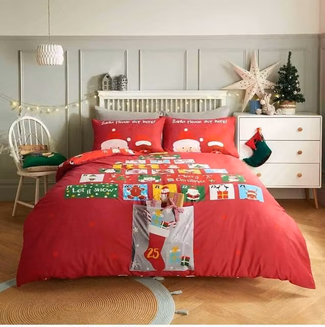 Smart Living Red Advent Calendar Reversible Polycotton Duvet Cover and Pillowcase Set, Single, W/D/H: 90 x 200 cm – 1