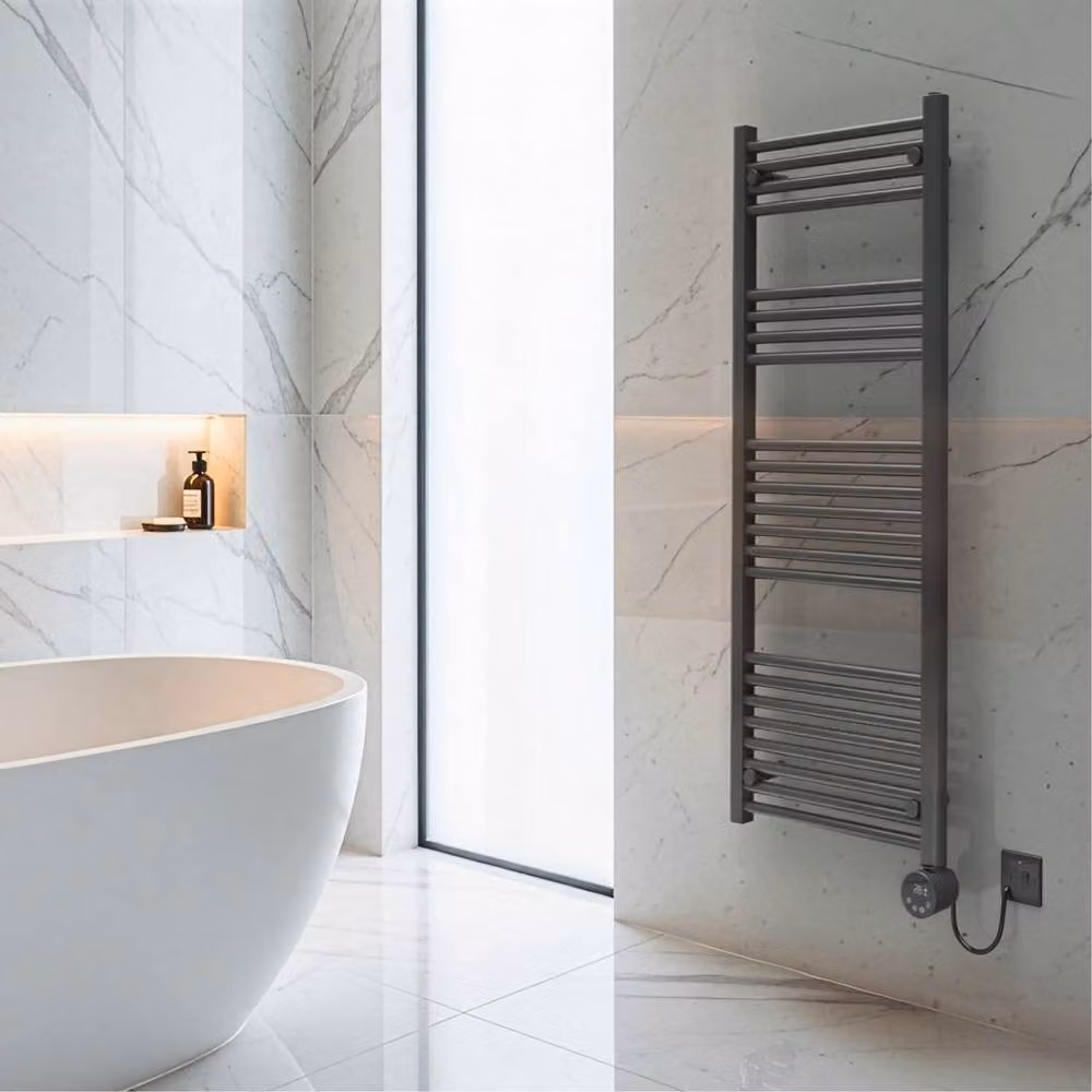 Masterplug SmartEnergy Wall Mounted Heated Towel Rail Radiator, 1000W, Grey, Wi-Fi Enabled – 4