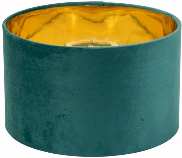 Reni Large Forest Green Velvet and Chrome Cylinder Ceiling Lamp Shade with Bulb