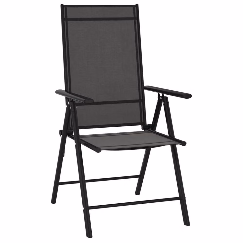 Berkfield Home Set of 6 Folding Garden Chairs in Black Textilene and Aluminium – 2