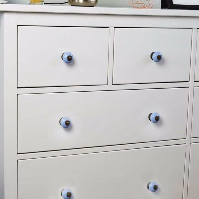 Nicola Spring Blue Ceramic Cabinet Knobs with Threaded Stem, Pack of 24