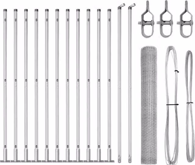 Berkfield Home Set of 2 Galvanised Steel Fencing in Silver
