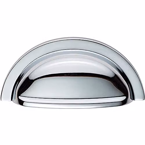 Loops Shell Cabinet Cup Pull Handle in Polished Chrome