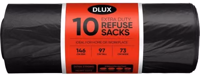 Bedsland DL 10 Extra Heavy Duty Refuse Sacks, Black, 10 Pack – 1