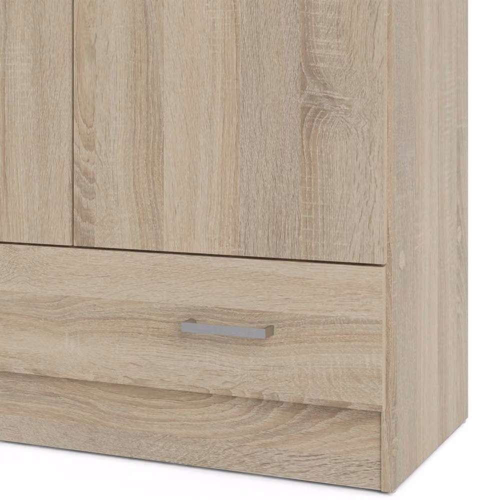 Wyld Haus Berlin Slim 2 Door Wardrobe with 1 Drawer in Natural Wood, H 170.4 cm x W 79.4 cm – 3