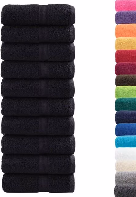 Berkfield Home SOLUND Premium Cotton Soap Towels, Black, 10 Pack, W: 30 cm x H: 30 cm, 600 gsm