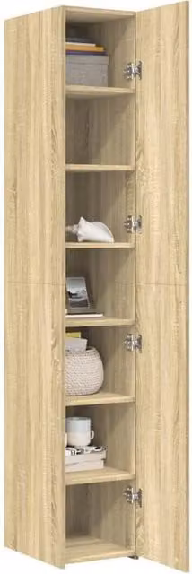 Berkfield Home Sonoma Oak Highboard in Light Oak, W/D/H: 30 x 42.5 x 185 cm