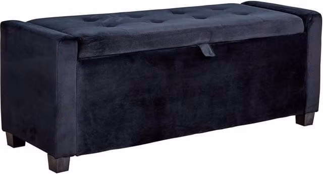 FORGEVIO Chesterfield Velvet Storage Bench in Black – 1