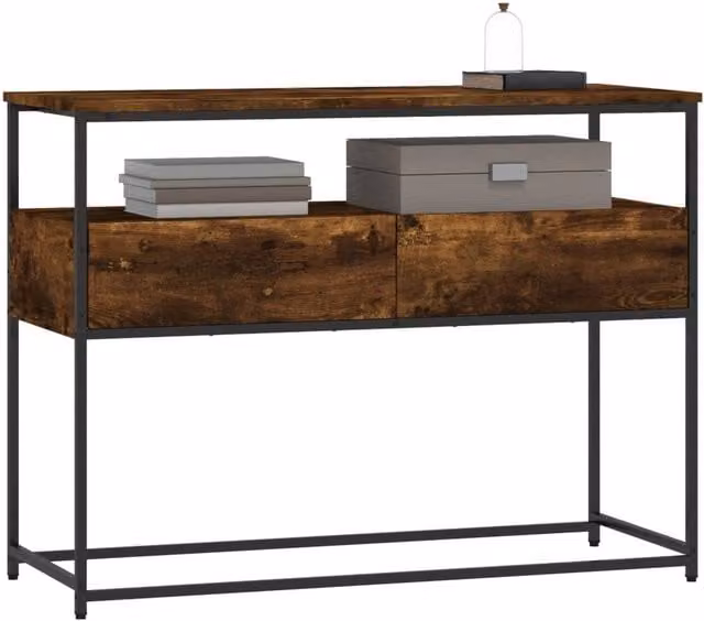 Berkfield Home Decorative Console Table in Smoked Oak and Brown, W/D/H: 100 x 40 x 75 cm