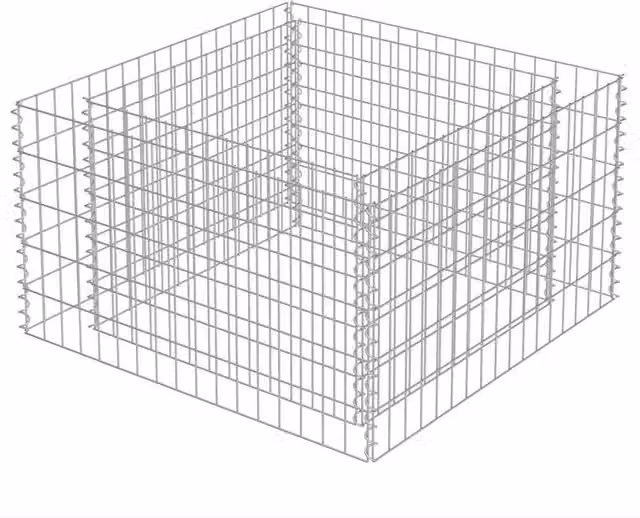 Berkfield Home Durable Galvanised Steel Gabion Raised Bed in Silver, W/D/H: 90 x 90 x 50 cm – 1