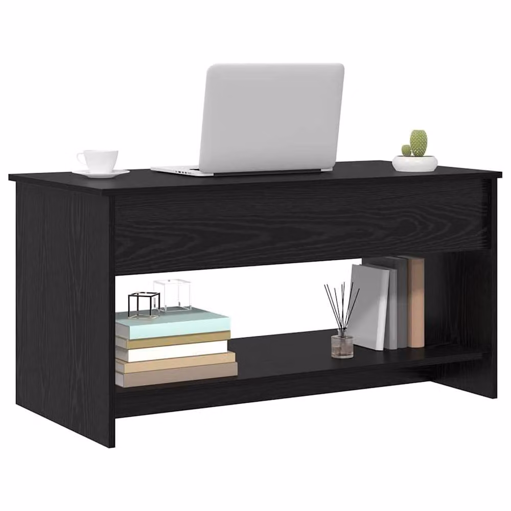 Berkfield Home Modern Black Oak Coffee Table with Lift Mechanism, W: 102 cm, D: 50 cm, H: 52.5 cm – 1