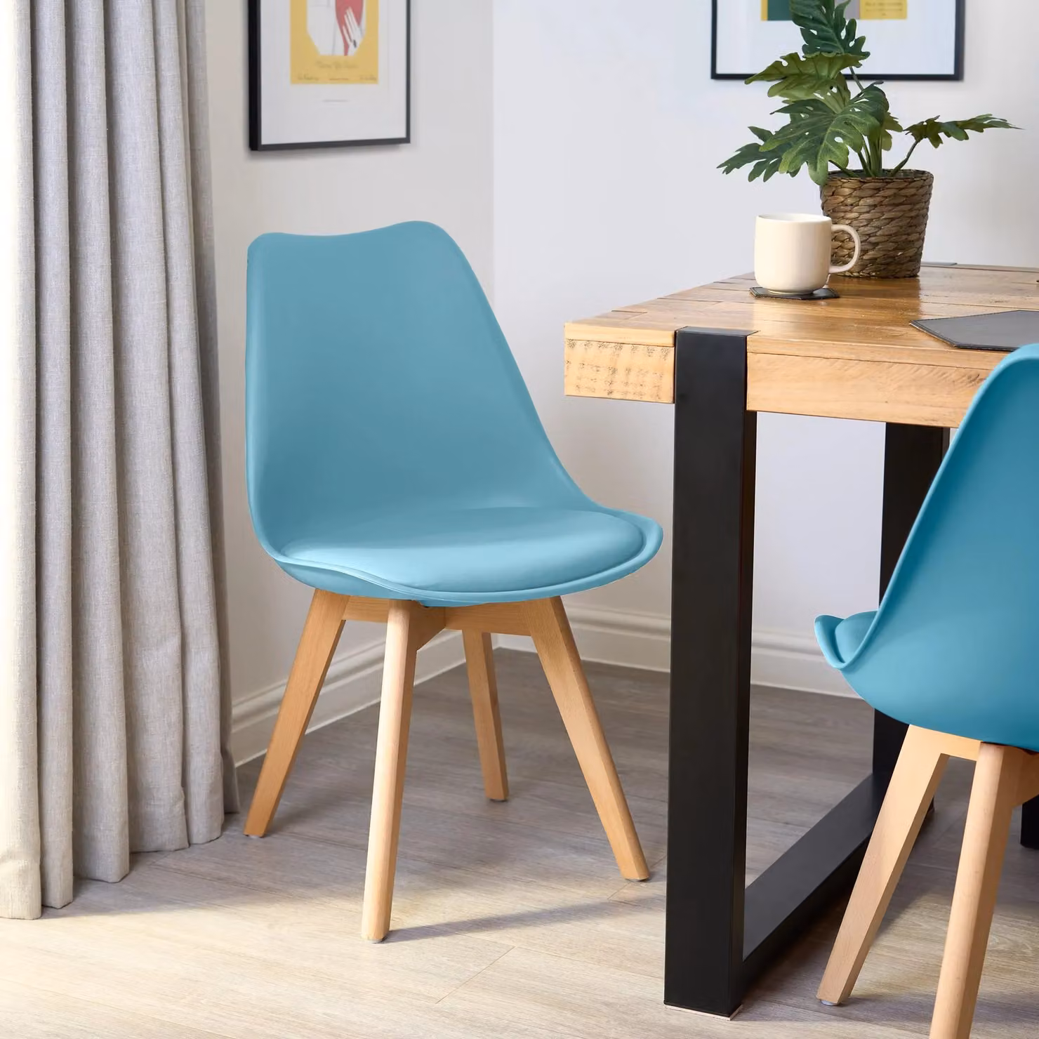 Bravich LTD Rocco Tulip Dining Chair Set of 4 in Duck Egg Blue – 3