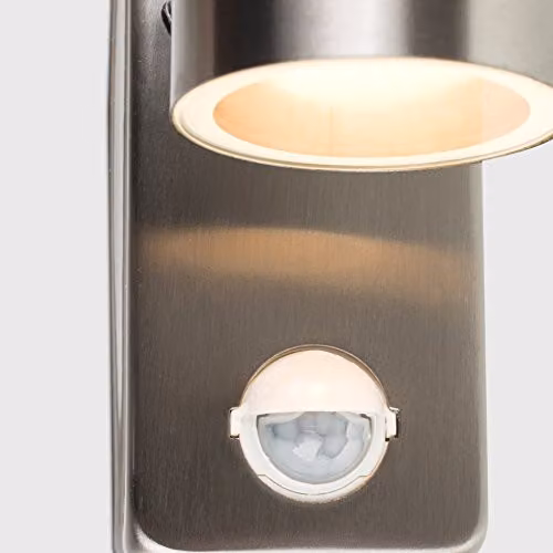 ValueLights Barrow Silver Stainless Steel Outdoor Wall Downlight with PIR Motion Sensor and 5W Warm White LED Bulb – 3