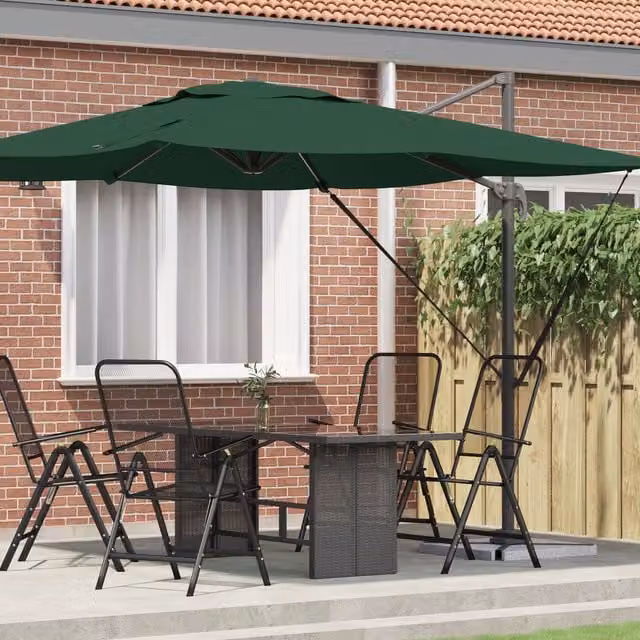 Berkfield Home Roma Cantilever Parasol in Green Aluminium, W/D/H: 286 x 285 x 265 cm – 1