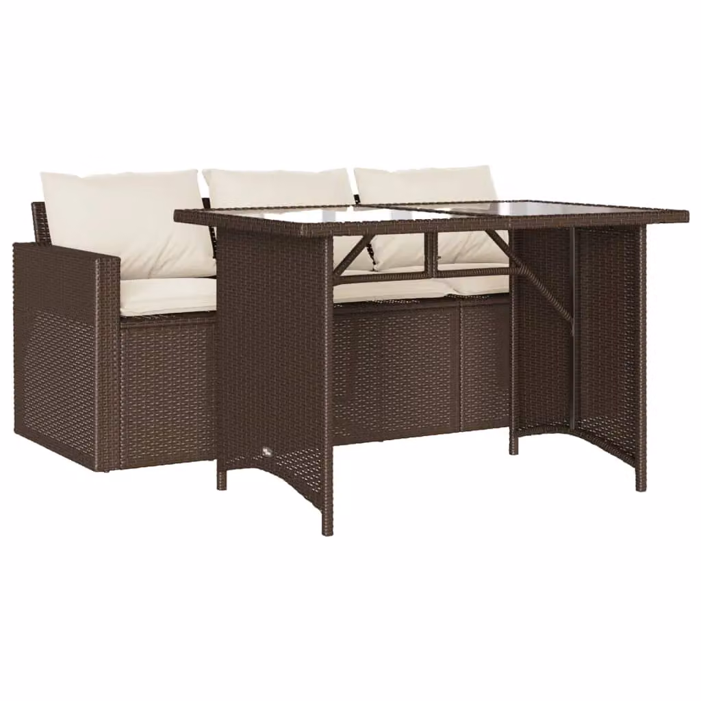Berkfield Home 2 Piece Brown Poly Rattan Garden Dining Set with Cushions – 2