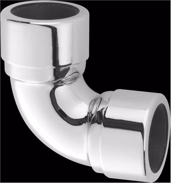 McAlpine 1.25 inch 90 degree Compression Bend in Silver Chrome Plated Brass – 1