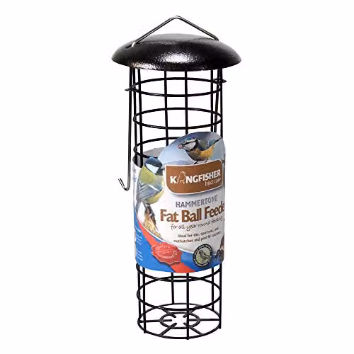 Kingfisher Premium Hammertone Finish Fat Ball Bird Feeder in Brown, Black and Transparent Metal