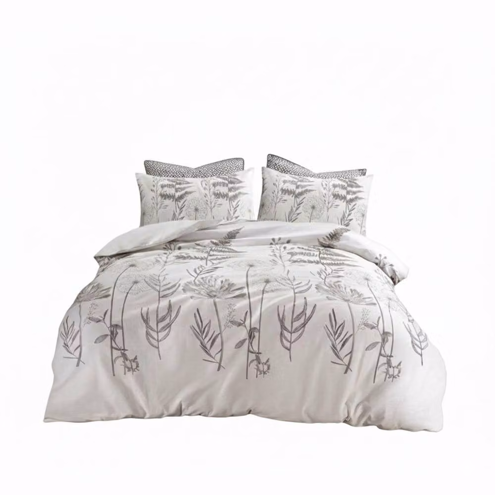 Snug City Dandelion Floral Botanical Bedding Duvet Cover and Pillowcase Set in White, King Size, W: 180 cm x H: 200 cm – 3