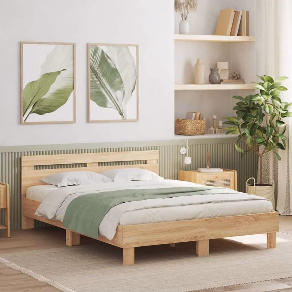 Berkfield Home Sonoma Oak Bed Frame in Brown, W: 140 cm, D: 200 cm – 2