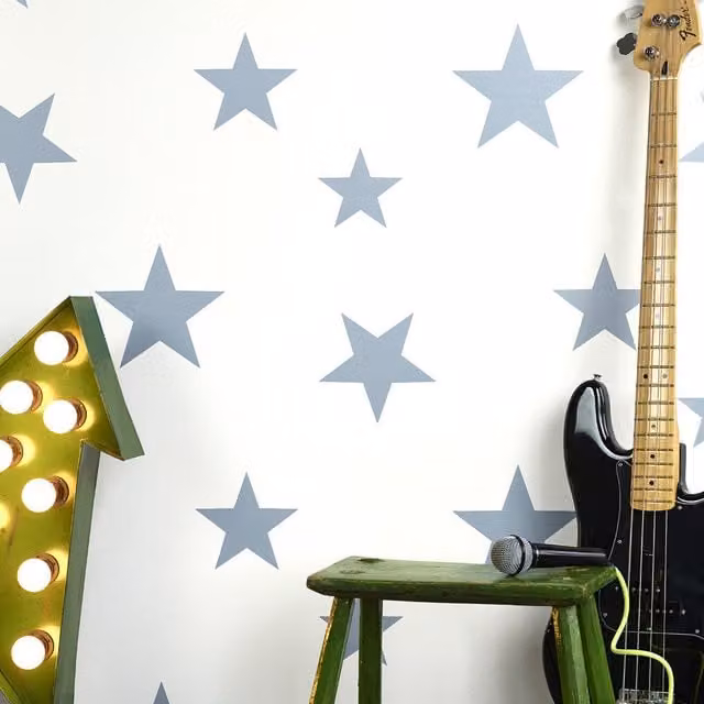 Hibou Design Stars Non-Woven Geometric Wallpaper in Blue and White