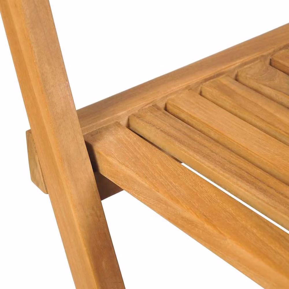 Berkfield Home Set of 2 Folding Outdoor Bar Stools in Brown Solid Teak Wood – 3