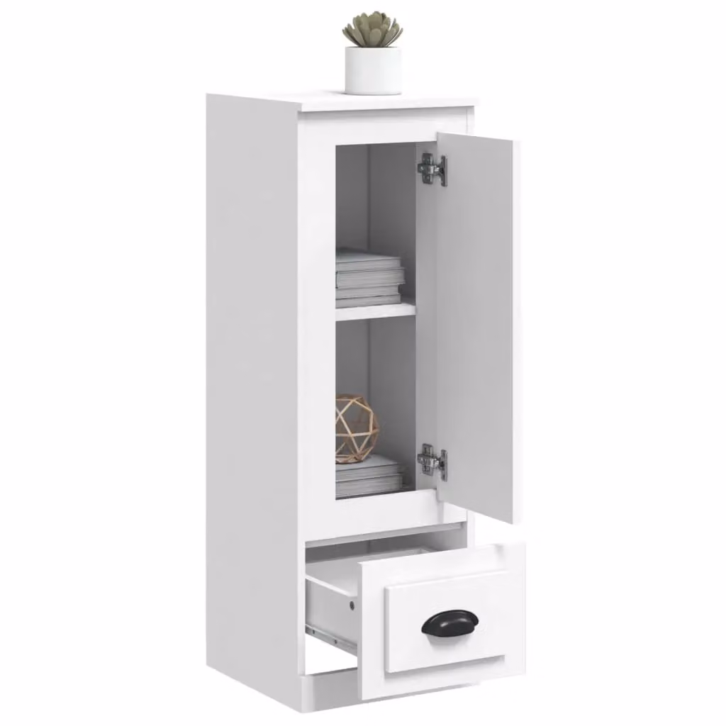 Berkfield Home White Highboard in MDF with Hinged Doors and Internal Shelves, W/D/H: 36 x 35.5 x 103.5 cm – 2