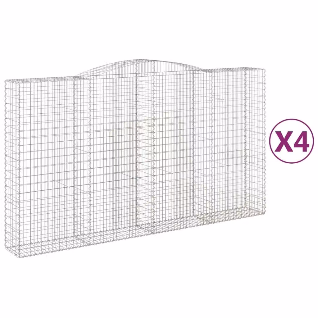 Berkfield Home Arched Gabion Baskets, 4 Piece Set, Silver Galvanised Steel, W: 400 cm, D: 50 cm, H: 220-240 cm – 2
