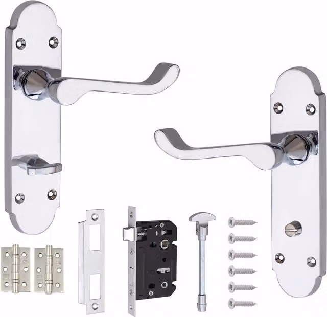 Golden Grace Polished Chrome Silver Bathroom WC Toilet Door Handles