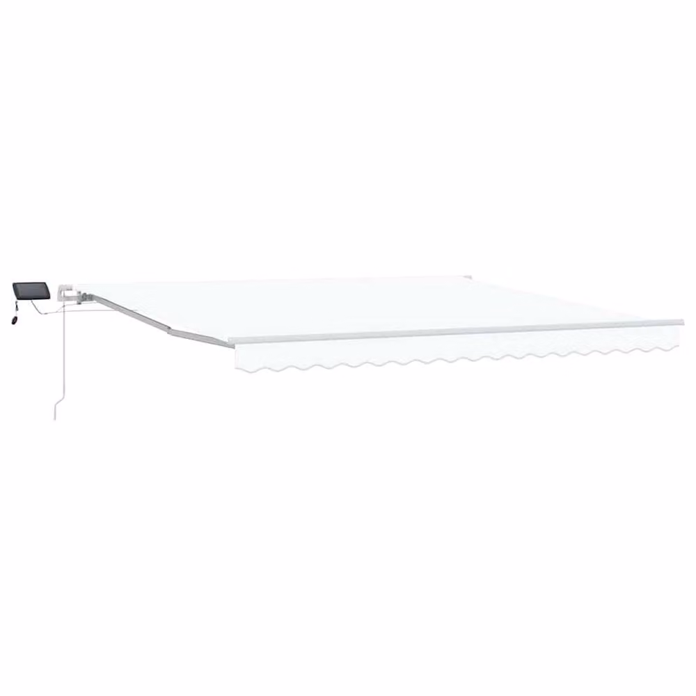Berkfield Home Manual Retractable Folding Arm Awning with LED in White, W: 400 cm, D: 350 cm – 3