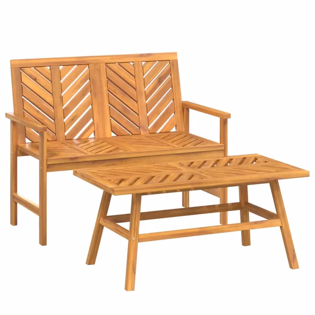 Berkfield Home 2 Piece Modern Geometric Garden Lounge Set in Brown Solid Acacia Wood – 2