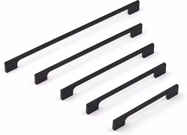 Handle & Home Slim D-Bar Kitchen Cabinet Handle, Matt Black, Length: 212 mm
