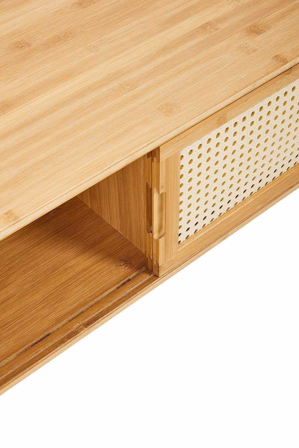 H&O Direct Wooden TV Stand with Sliding Doors in Brown and Sand Matt Finish – 3