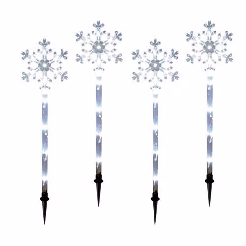 The Christmas Workshop 78630 LED Snowflake Garden Path Lights, 4 Pack, Warm White – 1