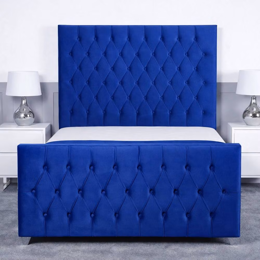 Living Comfort Bedz Vertex Blue Velvet Upholstered Gas Lift Storage Bed, W/D/H: 140 x 200 cm – 2