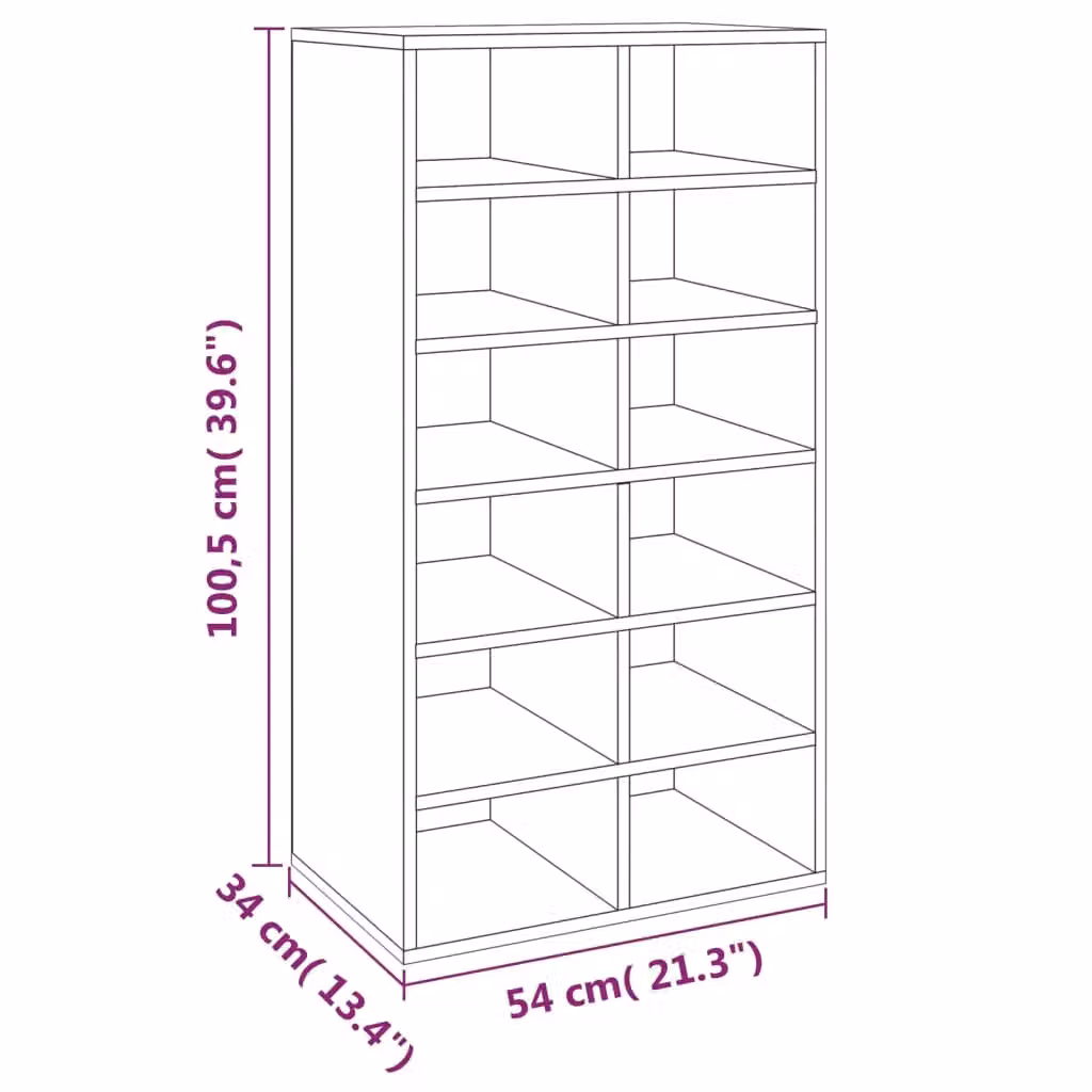 Berkfield Home Smoked Oak Shoe Rack in Brown, W/D/H: 54 x 34 x 100.5 cm – 3