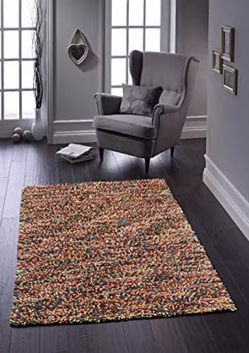 Rugs Direct Multicolour Abstract Woven Wool Rug, W: 120 cm, D: 170 cm – 1