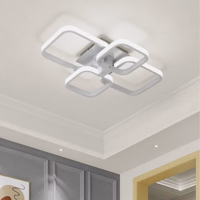 Komore White LED Semi Flush Ceiling Light