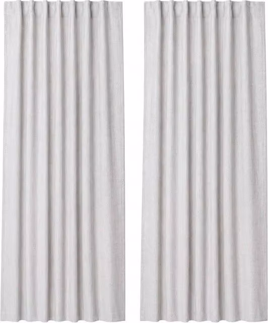 VOGREX White Linen Look Thermal Blackout Curtains, Pair