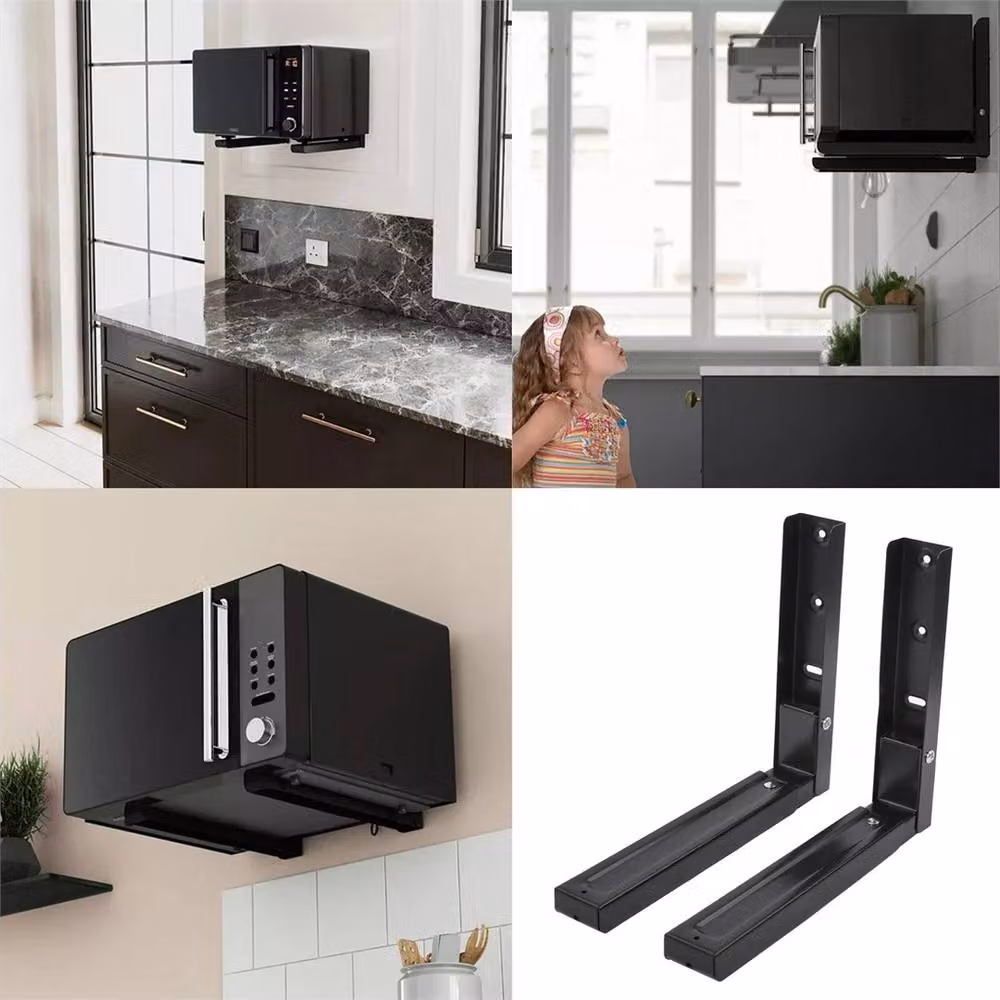 Nordara Heavy Duty Adjustable Stretch Oven and Microwave Wall Mounted Bracket in Black – 3