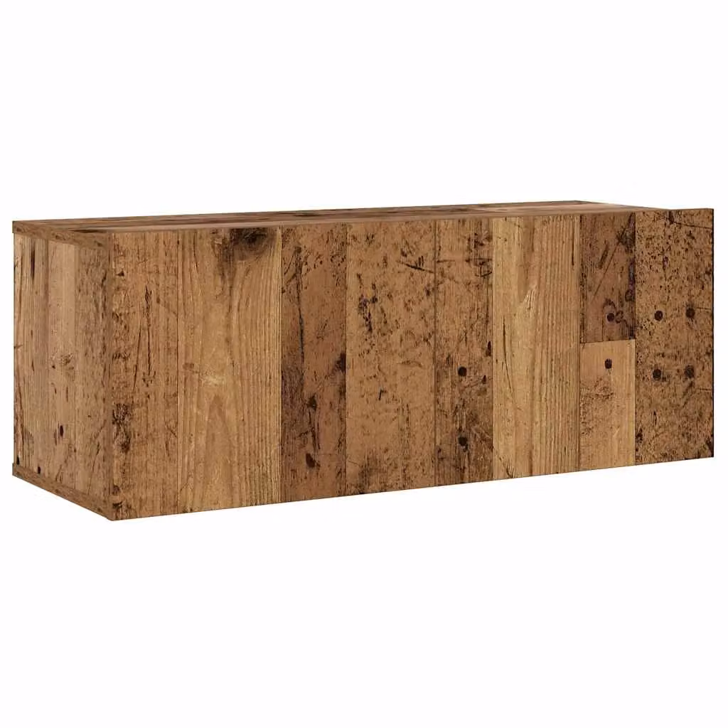 Berkfield Home 3-Piece Modern Wall Mounted TV Cabinet Set in Brown Old Wood Finish – 4
