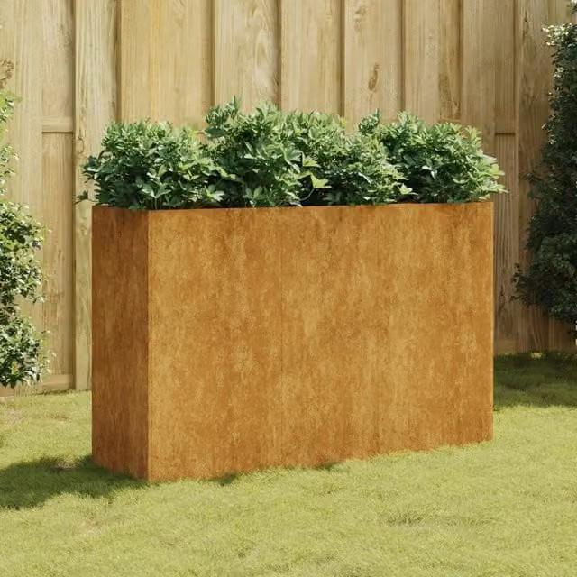 Berkfield Home Garden Corten Steel Raised Bed in Brown, W/D/H: 120 x 40 x 80 cm