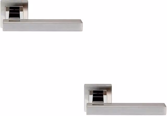 Loops 2x Pair Square Cut Straight Bar Handles in Polished and Satin Silver Stainless Steel with Concealed Fixings