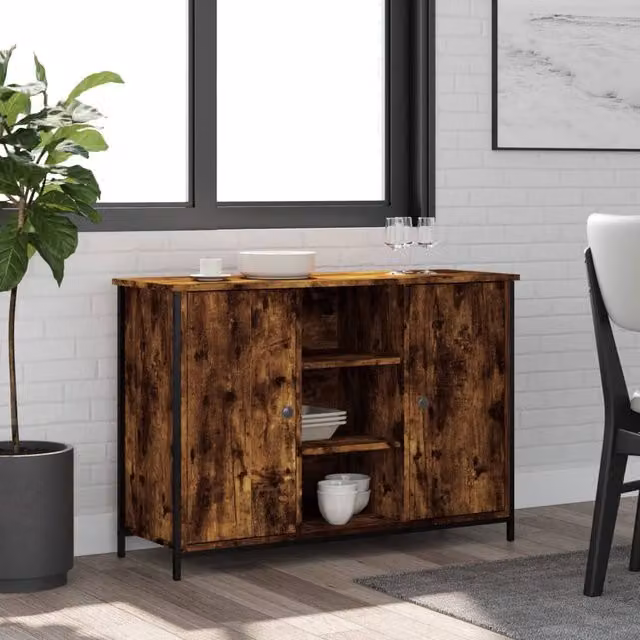Berkfield Home Smoked Oak Sideboard in Brown, W/D/H: 100 x 35 x 70 cm – 1
