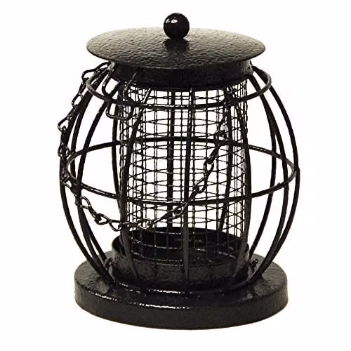 Kingfisher Mini Lantern Nut Feeder in Grey and Black Metal