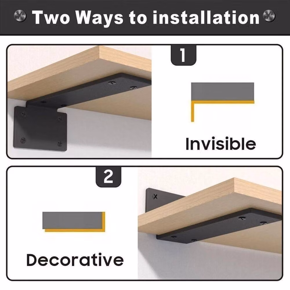 SPETLEK Black Matt Steel Floating Shelf Supports, 2 Pieces, 15 cm – 4