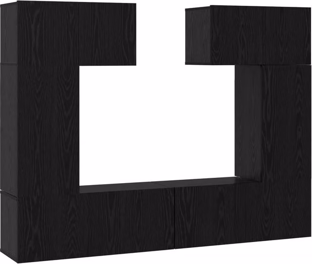 Berkfield Home 6 Piece Modern TV Cabinet Set in Black Oak, W/D/H: 80 x 30 x 30 cm