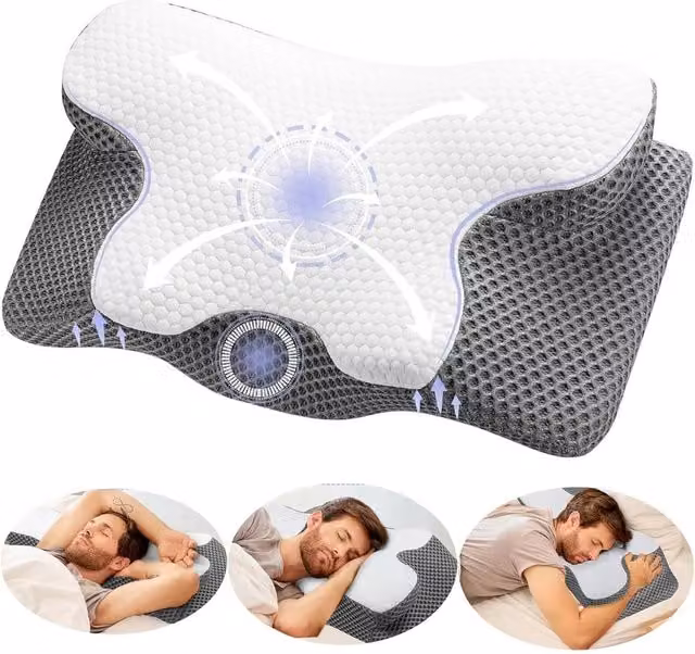 NESTLUNE Orthopaedic Contour Cervical Memory Foam Pillow in Grey, Cot Size
